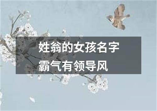 姓翁的女孩名字霸气有领导风