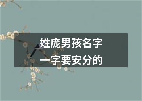 姓庞男孩名字一字要安分的