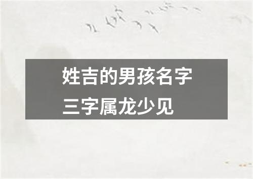 姓吉的男孩名字三字属龙少见