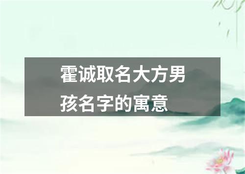 霍诚取名大方男孩名字的寓意