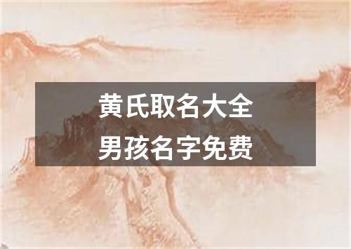 黄氏取名大全男孩名字免费