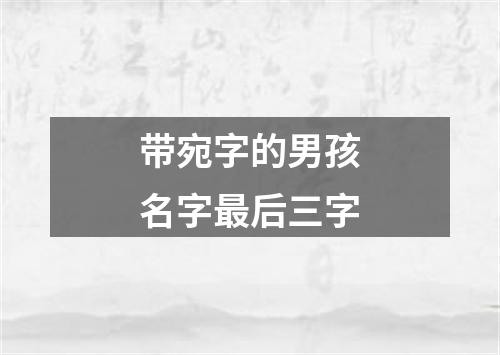 带宛字的男孩名字最后三字