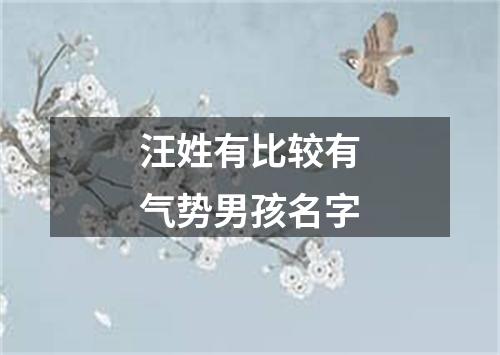 汪姓有比较有气势男孩名字