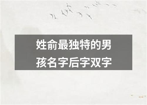 姓俞最独特的男孩名字后字双字