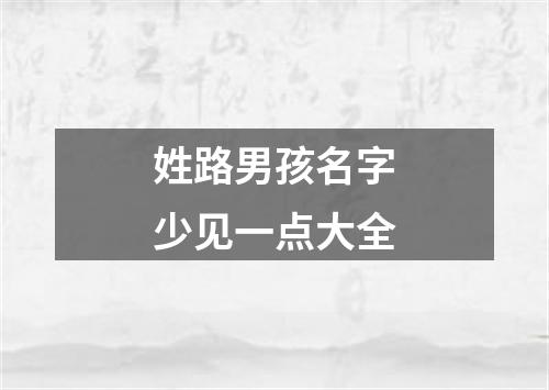 姓路男孩名字少见一点大全