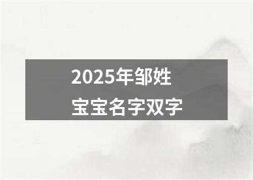 2025年邹姓宝宝名字双字