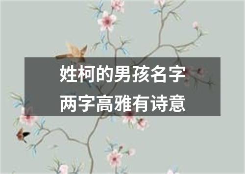 姓柯的男孩名字两字高雅有诗意