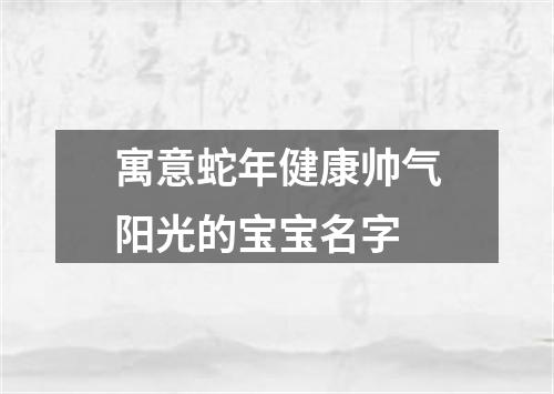 寓意蛇年健康帅气阳光的宝宝名字