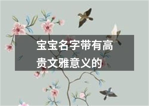 宝宝名字带有高贵文雅意义的