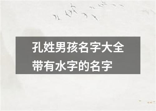 孔姓男孩名字大全带有水字的名字
