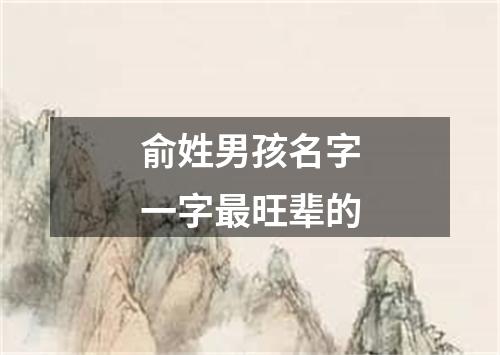 俞姓男孩名字一字最旺辈的