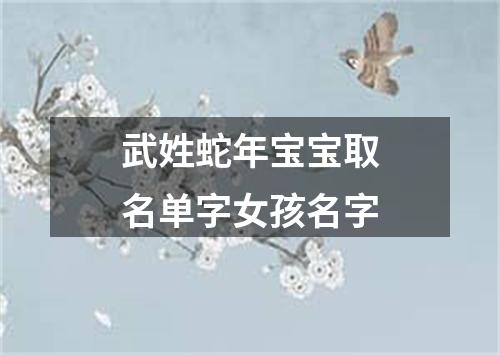 武姓蛇年宝宝取名单字女孩名字