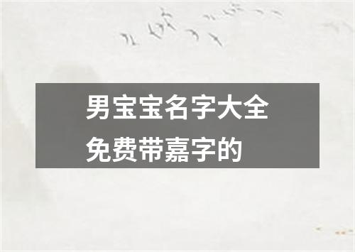 男宝宝名字大全免费带嘉字的
