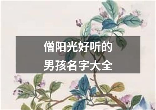 僧阳光好听的男孩名字大全