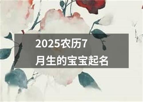 2025农历7月生的宝宝起名