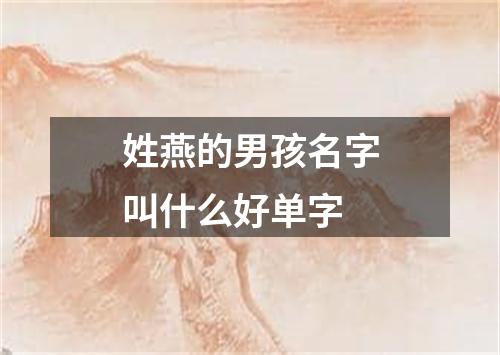 姓燕的男孩名字叫什么好单字