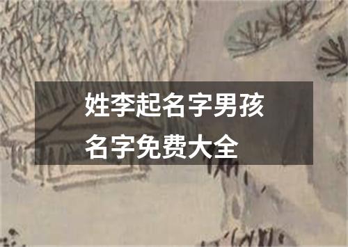 姓李起名字男孩名字免费大全
