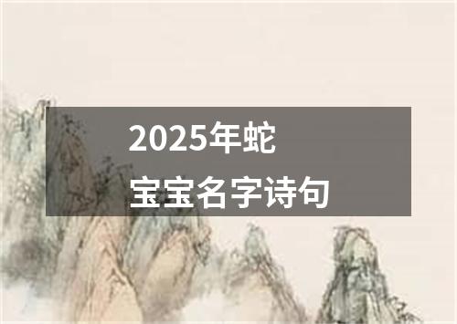 2025年蛇宝宝名字诗句