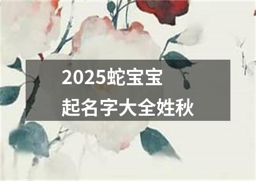 2025蛇宝宝起名字大全姓秋