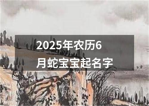 2025年农历6月蛇宝宝起名字