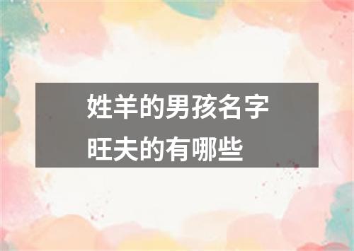 姓羊的男孩名字旺夫的有哪些