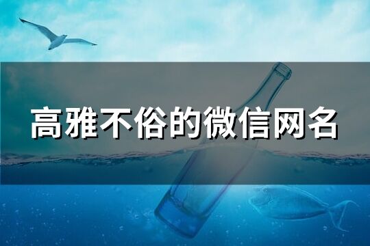 高雅不俗的微信网名(精选246个) 高雅不俗的微信网名(精选246个)