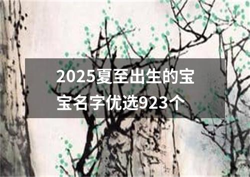 2025夏至出生的宝宝名字优选923个