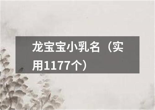 龙宝宝小乳名（实用1177个）