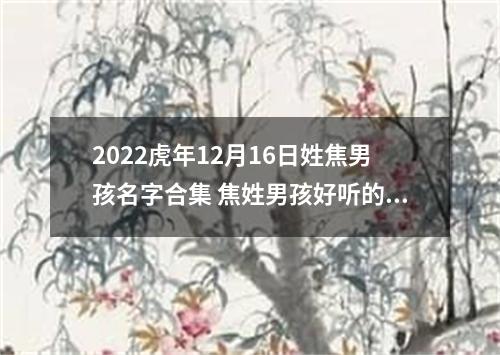 2022虎年12月16日姓焦男孩名字合集 焦姓男孩好听的名字