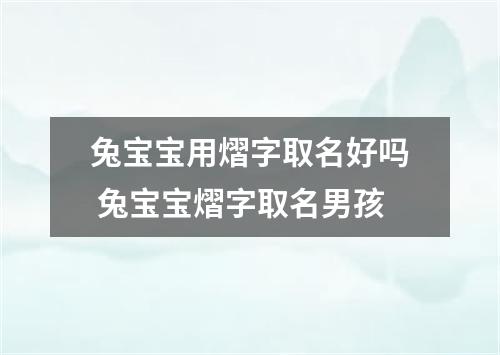 兔宝宝用熠字取名好吗 兔宝宝熠字取名男孩