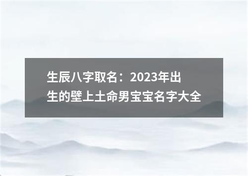 生辰八字取名：2023年出生的壁上土命男宝宝名字大全