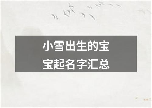 小雪出生的宝宝起名字汇总