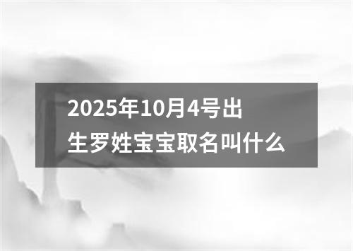 2025年10月4号出生罗姓宝宝取名叫什么