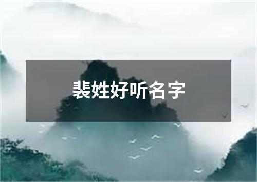 裴姓好听名字