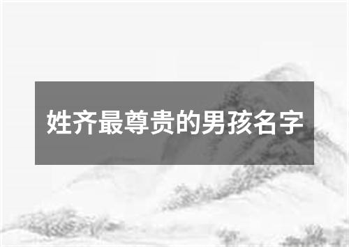 姓齐最尊贵的男孩名字