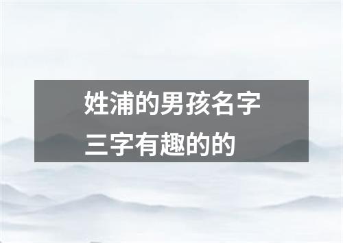 姓浦的男孩名字三字有趣的的